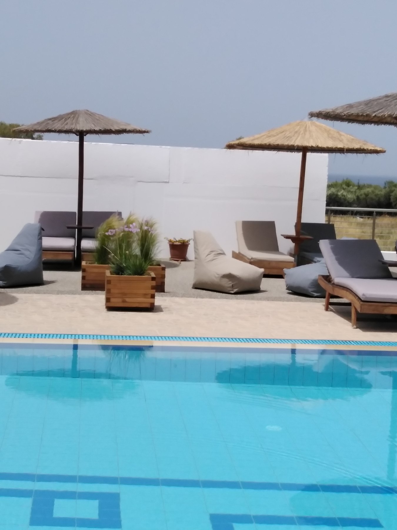 Sun loungers beside the pool